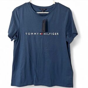Tommy Hilfiger Women L Blue Logo T-shirt